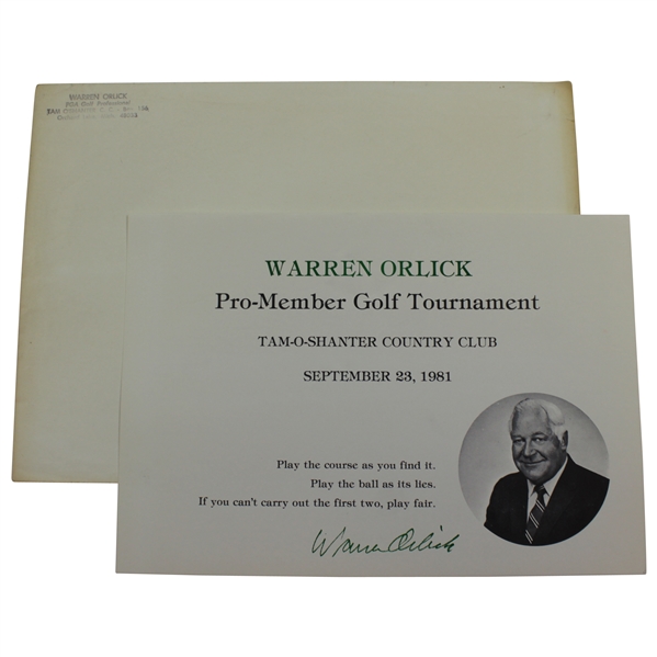 1981 Warren Orlick Pro-Member Golf Tournament Program -Sargent Family Collection