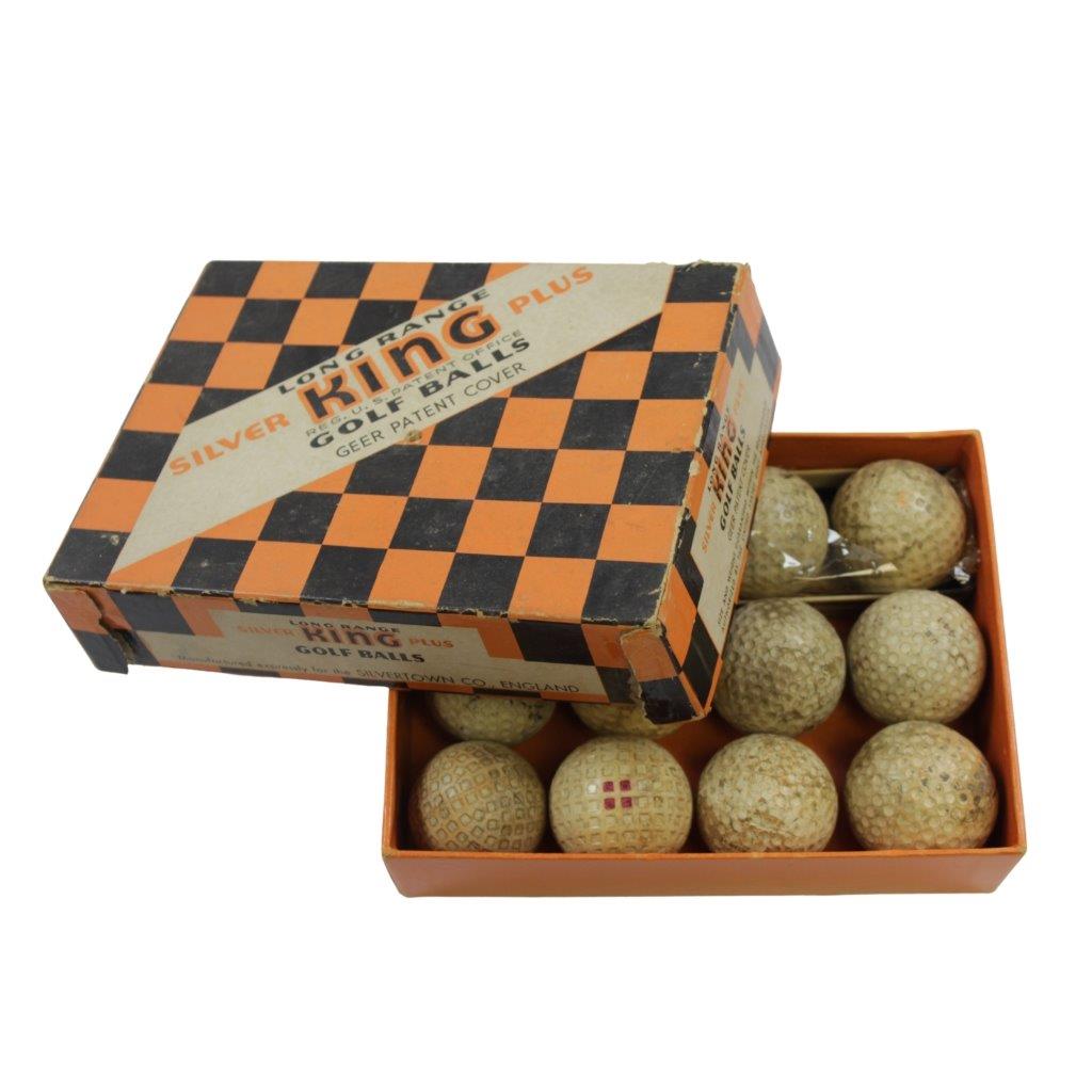 Kin Golf Balls Lot Detail - Vintage Long Range Silver KING Plus Golf Balls Box with ...