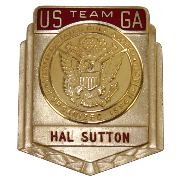 Hal Suttons Undated USGA Past Walker Cup Team Winner Badge - Red