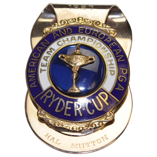 Hal Suttons 1987 Ryder Cup at Muirfield USA Team Member Contestant Clip/Badge
