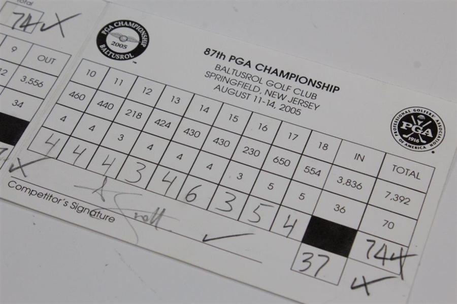 Champion Phil Mickelson Signed 2005 PGA at Baltusrol Official Scorecard (Marker) JSA ALOA