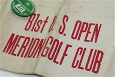 1981 US Open Merion Golf Club Apron & Junior Committee Pin