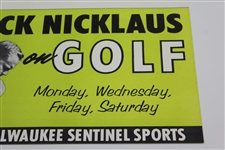 1960's Jack Nicklaus Milwaukee Sentinel Advertising Broadside 12 x 15