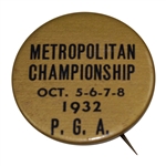 1932 P.G.A. Metropolitan Championship Contestant Pin