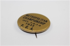 1932 P.G.A. Metropolitan Championship Contestant Pin