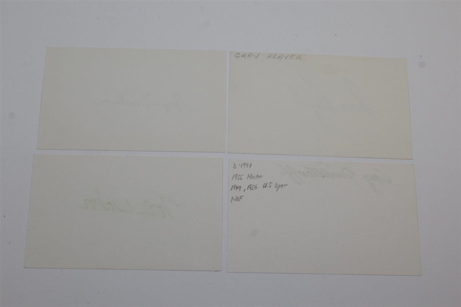 Nelson, Watson, Player, & Middlecoff Four Masters Champions Signed Index Cards JSA ALOA
