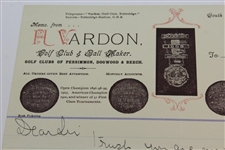 Harry Vardon Signed 1909 Personal 'H. Vardon - Golf Club & Ball Maker' Letterhead JSA ALOA