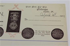 Harry Vardon Signed 1909 Personal 'H. Vardon - Golf Club & Ball Maker' Letterhead JSA ALOA