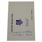 Fred McLeod Signed Columbia Country Club Scorecard with US Open 1908 Notation JSA ALOA