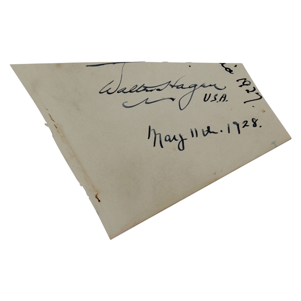 Walter Hagen Signed Cut Dated May 11th, 1928 JSA ALOA