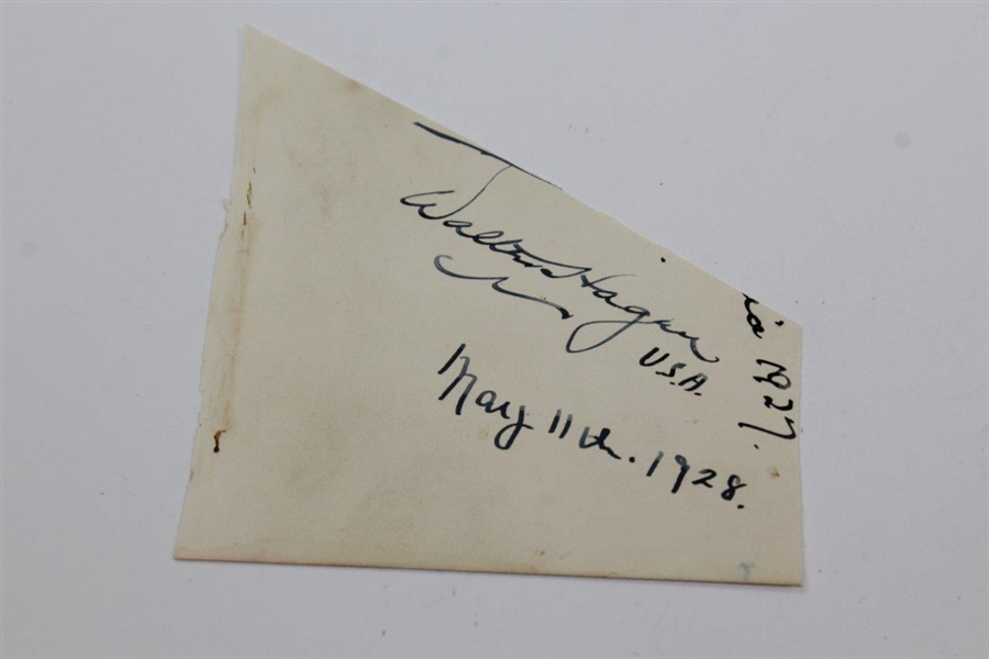 Walter Hagen Signed Cut Dated May 11th, 1928 JSA ALOA