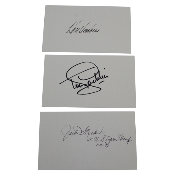 Ken Venturi, Tony Jacklin & Jack Fleck Signed 3x5 Cards JSA ALOA
