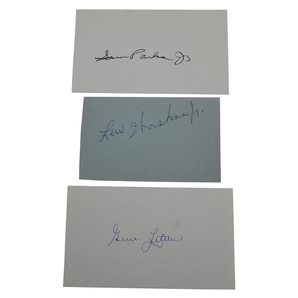 Sam Parks, Jr., Lew Worsham, & Gene Littler Signed Cards JSA ALOA