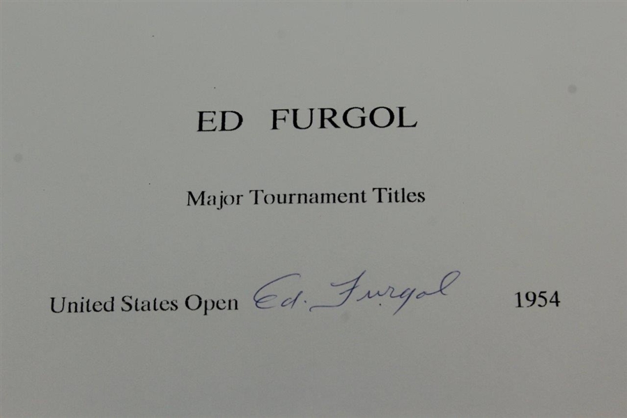 Ed Furgol Signed 'Major Tournament Titles' Sheet with 1954 US Open JSA ALOA