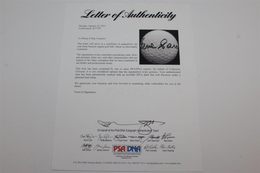 Gene Sarazen Signed Pro-Staff Logo Golf Ball PSA/DNA #K77795