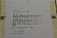 75 Years At Oakland Hills CC History Book With Letter From Author To Club President