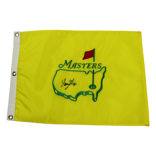 Larry Mize Signed Undated Masters Par-Aide Embroidered Flag - Charles Coody Collection JSA ALOA