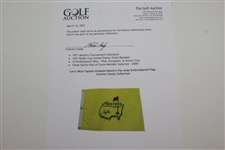 Larry Mize Signed Undated Masters Par-Aide Embroidered Flag - Charles Coody Collection JSA ALOA