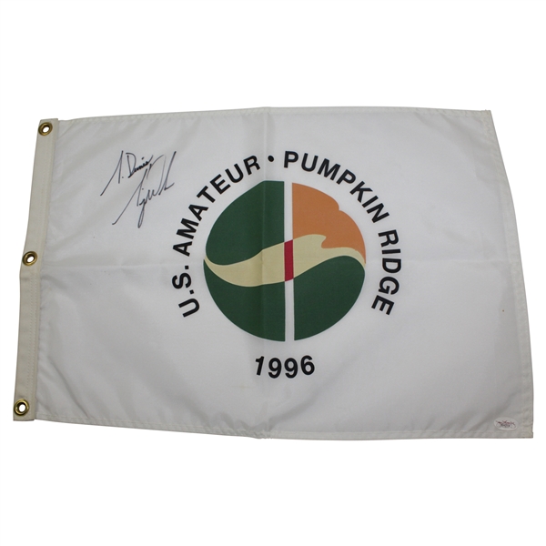 Tiger Woods Signed 1996 US Amateur at Pumpkin Ridge Flag with Personalization JSA FULL