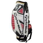 Greg Norman's Personal TaylorMade Qantas Tour Preferred Black/White/Gold/Red Full Size Golf Bag with Flags