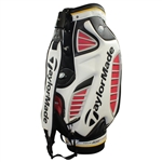 Greg Norman's Personal TaylorMade Qantas Tour Preferred Black/White/Gold/Red Full Size Golf Bag with Flags