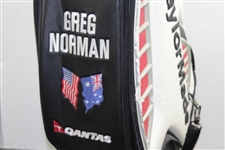 Greg Norman's Personal TaylorMade Qantas Tour Preferred Black/White/Gold/Red Full Size Golf Bag with Flags