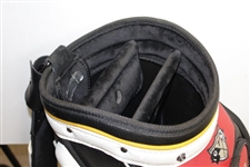Greg Norman's Personal TaylorMade Qantas Tour Preferred Black/White/Gold/Red Full Size Golf Bag with Flags