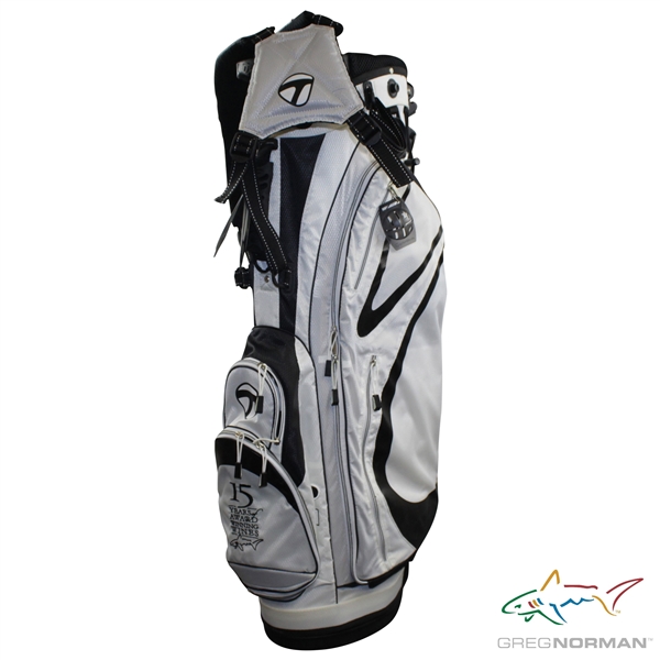 Greg Normans Personal TaylorMade 15 Years of Award Winning Wines Shark Logo Black & White Stand Bag - New
