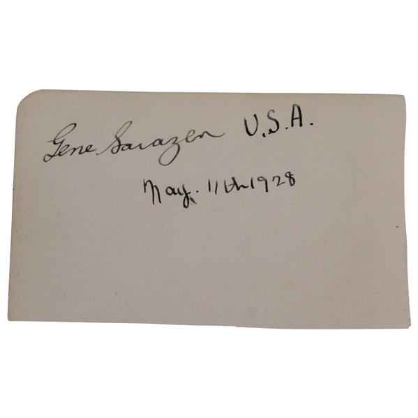 Gene Sarazen Signed Cut Album Page with 'USA & May 11, 1928' Notation From Mark Emerson Collection JSA ALOA