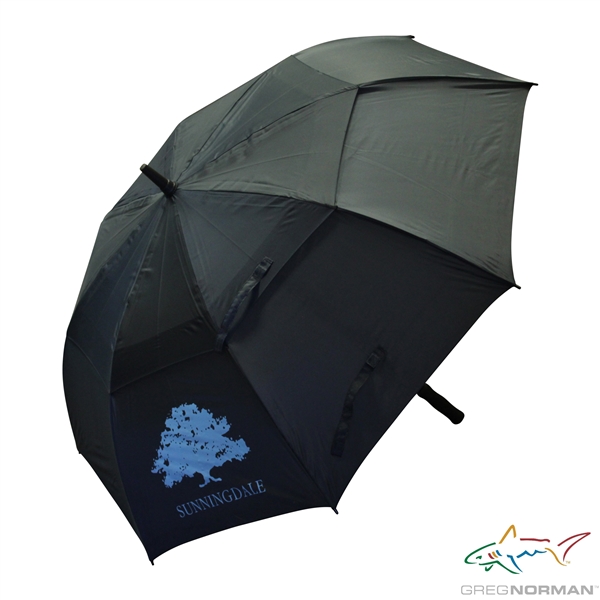 Greg Normans Personal Used Sunningdale Black with Blue Logo Umbrella