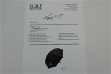 Greg Norman's Personal Used Sunningdale Black with Blue Logo Umbrella