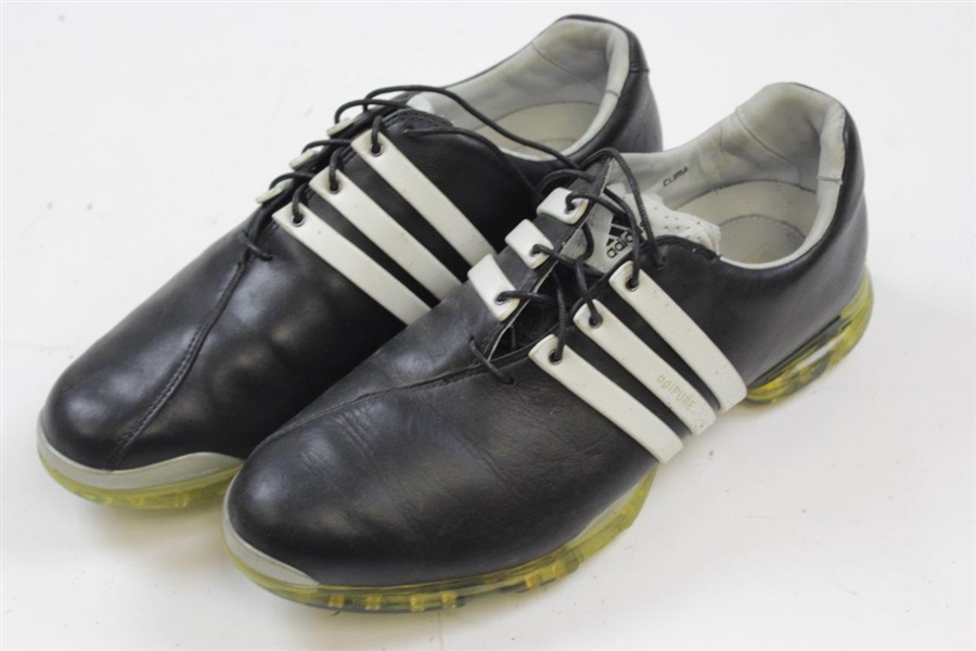 Greg Norman's Personal Used Adidas adiPURE Black with White Golf Shoes