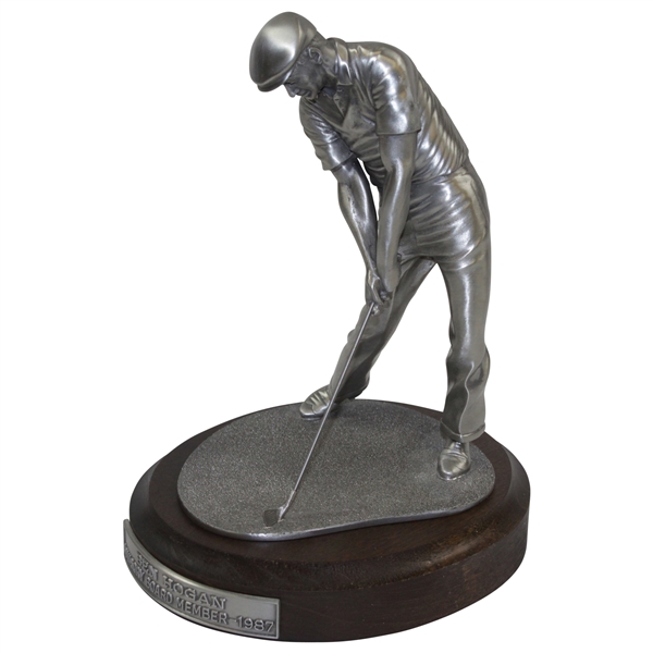 1987 Ben Hogan Advisory Board Member "Impact" Pewter/Wood Statue