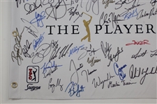 Tiger Woods, Phil Mickelson, Dechambeau, & Many others Singed 2019 The Players Flag JSA ALOA