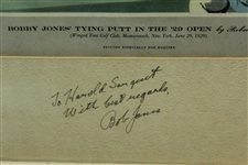 Bobby Jones Signed 1929 US Open Putt Framed Display to Harold Sargent - Jack Sargent Collection JSA ALOA