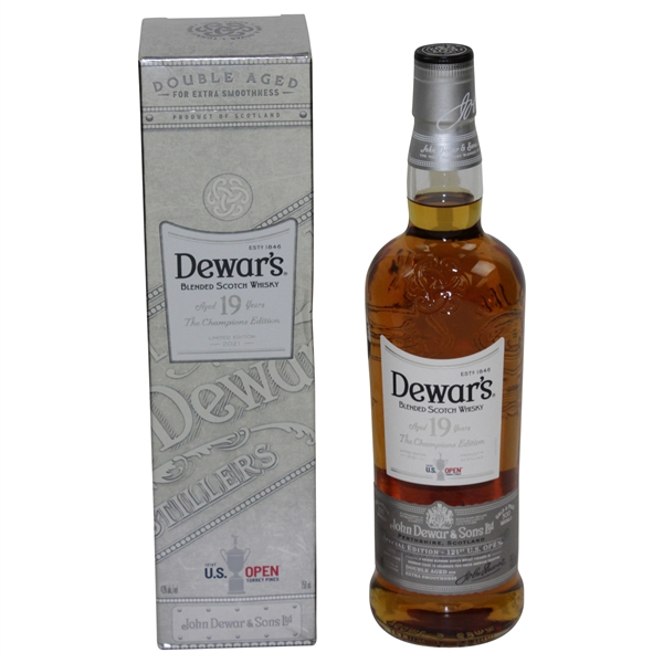 2021 US Open Special Champions Edition Dewars Blended Scotch Whisky Bottle in Box