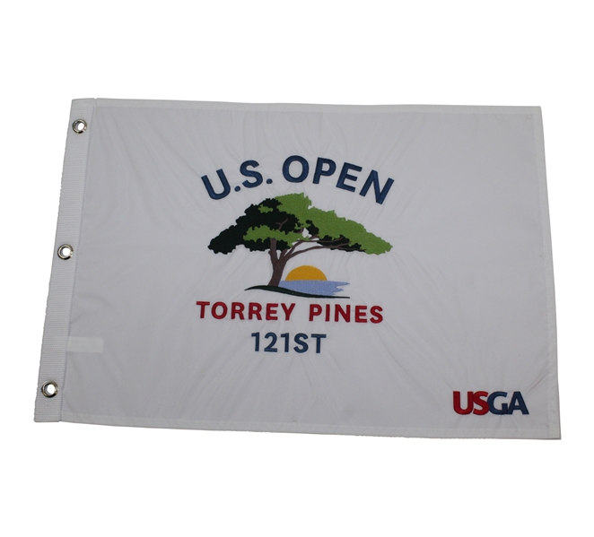 2021 US Open at Torrey Pines Embroidered White Flag - Jon Rahm Winner