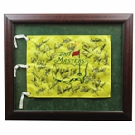 Tiger Woods & Field Signed 2001 Masters Embroidered Flag - Framed JSA ALOA
