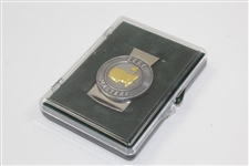 2001 Masters Tournament Gold Tone Logo Money Clip In Box 