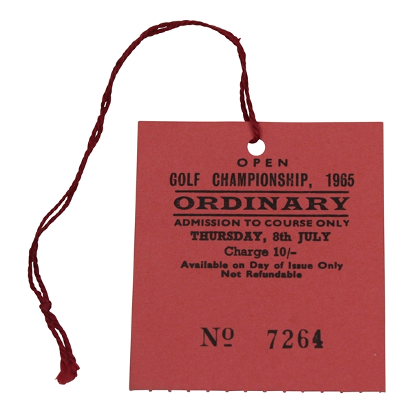 1965 OPEN Championship at Royal Birkdale Thursday Ticket #7264 - Peter Thomson Winner