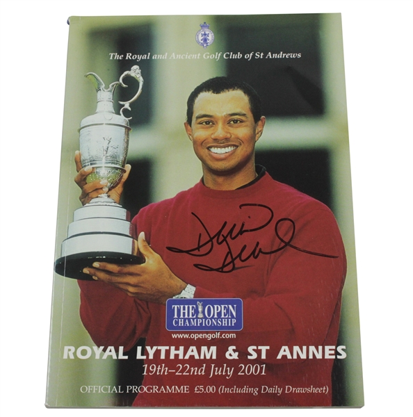 David Duval Signed 2001 OPEN Championship with Tiger Woods on Cover JSA ALOA