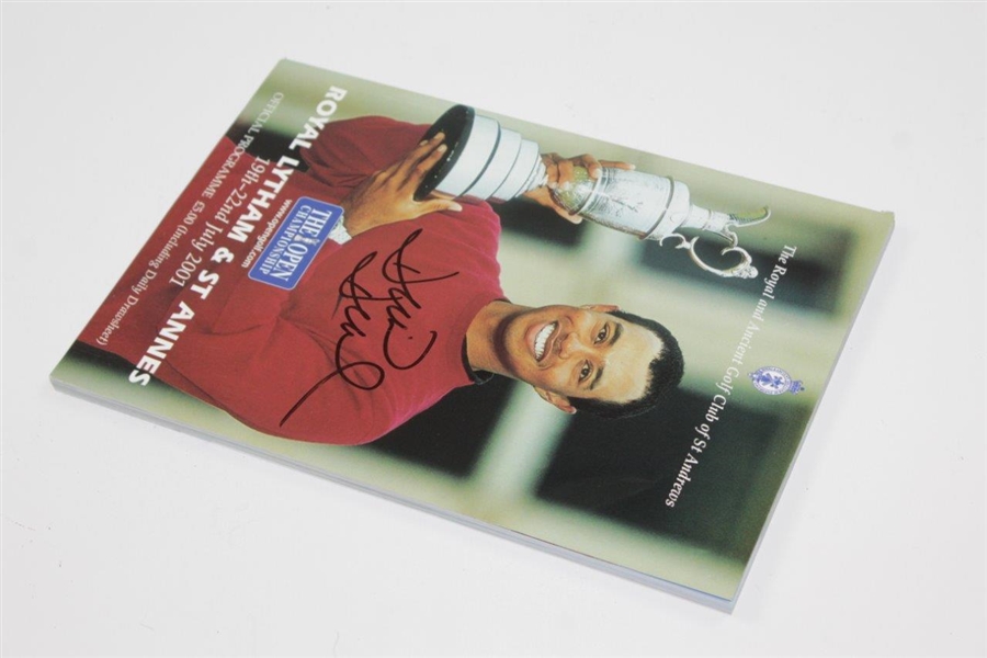David Duval Signed 2001 OPEN Championship with Tiger Woods on Cover JSA ALOA