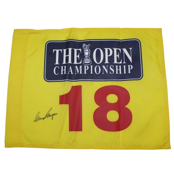 Gary Player Signed OPEN Championship 18 Yellow Screen Flag JSA ALOA