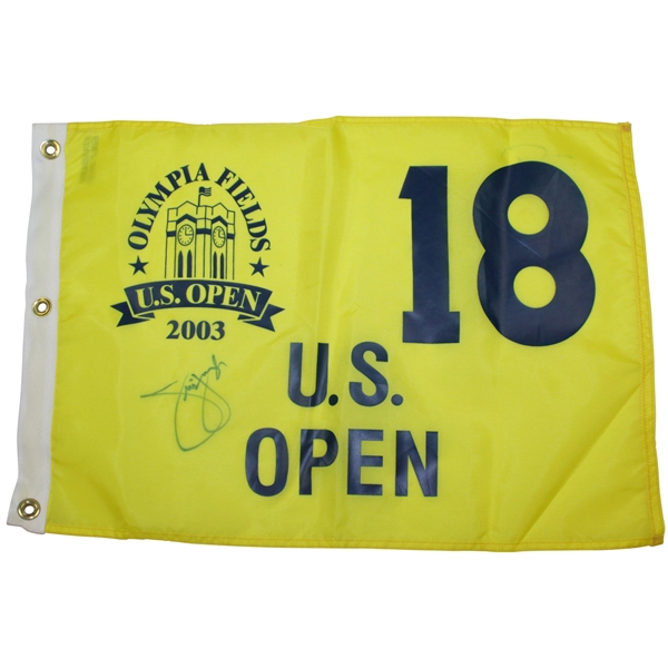 Jim Furyk Signed 2003 US Open at Olympia Fields Yellow Screen Flag JSA ALOA