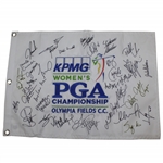 Multi-Signed KPMG Womens PGA Championhisp at Olympia Fields CC Embroidered Flag JSA ALOA