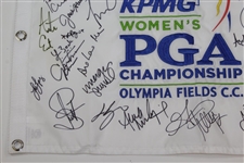 Multi-Signed KPMG Women's PGA Championhisp at Olympia Fields CC Embroidered Flag JSA ALOA