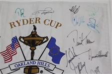 2004 Ryder Cup at Oakland Hills Flag With Tiger Woods, Phil Mickelson, & 22 others JSA ALOA