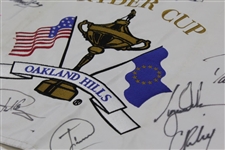2004 Ryder Cup at Oakland Hills Flag With Tiger Woods, Phil Mickelson, & 22 others JSA ALOA