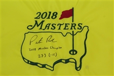 Patrick Reed Signed 2018 Masters Flag w/Champ, Score, Under Par Inscr. JSA #QQ22041