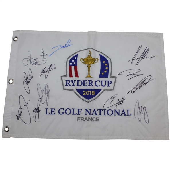 2018 European Ryder Cup Team Signed Embroidered Flag JSA ALOA